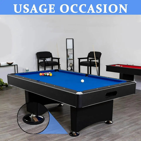 30 Piece Black Rubber Pool Table Leg Shims For Leveling On Sloped Floors shown under billiards table in game room