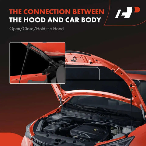 Front Hood Hinges Set For Jeep Wrangler JK 2007-2017 And JK 2018 showing hood open with hinges detail, durable steel construction.