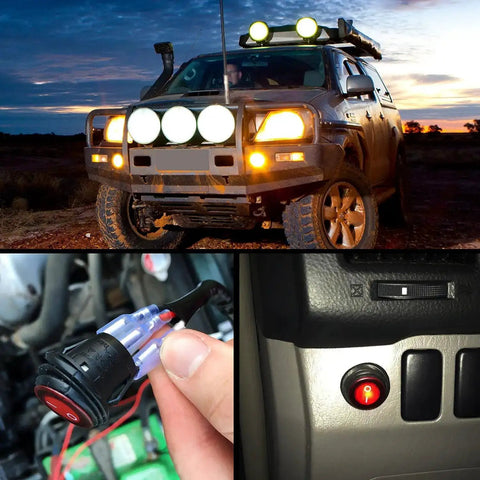 Led Light Bar Wiring Harness Kit 12V with On Off Waterproof Switch on car with illuminated light bars