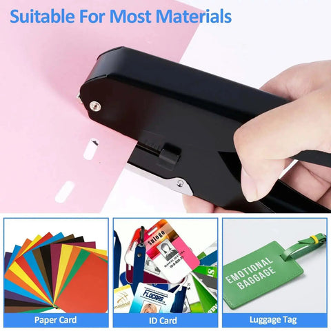 Heavy Duty Metal Slot Hole Punch Handheld Paper Punch for ID Cards and PVC Cards in use punching pink paper