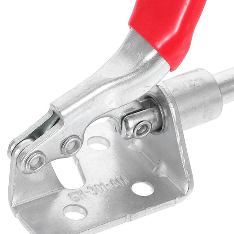 Close-up of Horizontal Toggle Clamps Set Of Four With Quick Release For Welding And Woodworking Push Pull Action For Jigs And Fixtures
