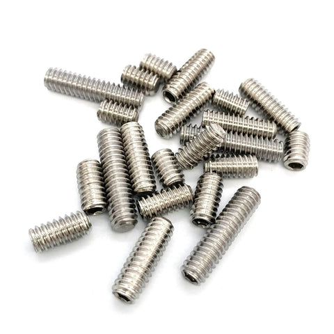All Purpose 22Pcs Threaded Grub Screws Set 1/4-20 Inch Four Sizes Full Thread Cup Point 304 Stainless Steel Heavy Duty Hardware Kit