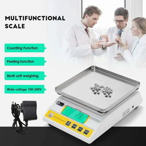 Digital Precision Lab Scale Ten Kilogram 0.1 Gram With 13 Unit Conversions For Quick Weighing And Counting On A Tabletop Electronic