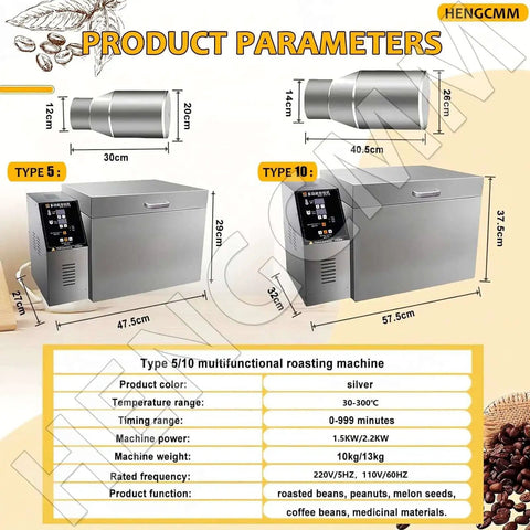 Electric Drum Coffee Roaster For Home And Small Business With Large Capacity Roasts Beans And Nuts industrial style machines