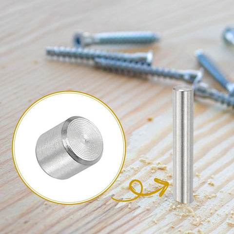 Durable 5mm By 5mm Stainless Steel Dowel Pins Pack Of 30 For Shelves And Furniture Fixing, 304 Stainless Steel Shelf Pins shown on wood