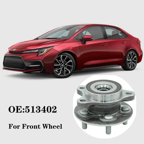 Image of red Toyota Corolla with Drop In Ready Front Wheel Bearing And Hub Assembly OE:513402 for front wheel use.
