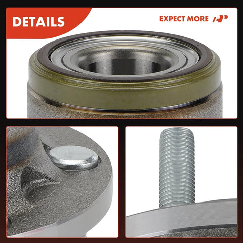 Close-up of Rear Wheel Bearing And Hub Assembly 5 Lug Direct Fit For Ford Transit Connect 2010 2011 2012 2013 Rear Driver Or Passenger Side 4 Point 3 Inch Bolt Circle No ABS