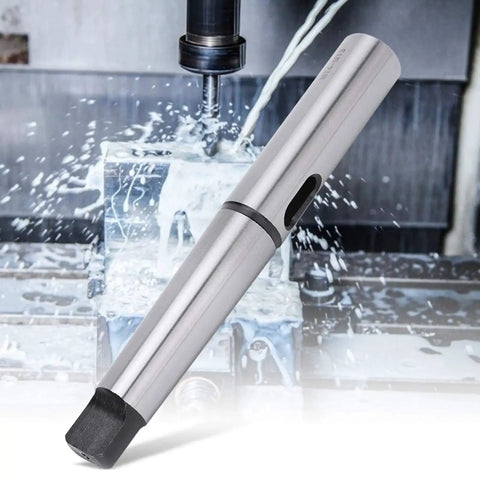 Lengthened Morse taper drill sleeve reducing adapter MT4 to MT3, silver steel for CNC milling.