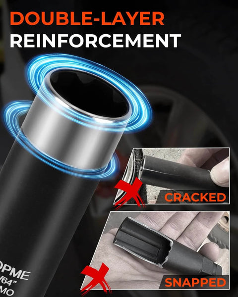 Two Piece Six Spline Lug Nut Socket Set for Quick Install and Easy Removal of M12x1.25 and M12x1.5 with reinforced alloy collar