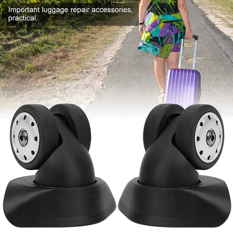 A88 Multi Hole Wheel Replacement Set for Small Black Trolley Suitcases, two PP and PET wheels, suitable for outdoor use