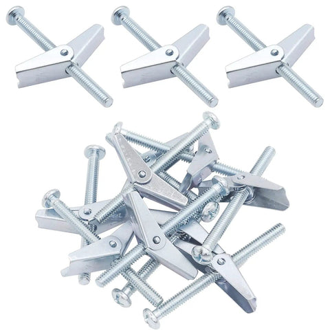 10 Pack One Quarter Inch Toggle Anchors for Drywall with Zinc Plated Steel Bolts Screws and Anchors Heavy Duty Wall Mounts