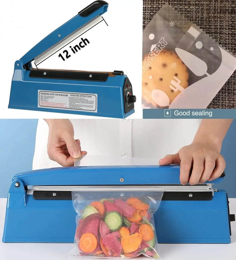 12 Inch Impulse Heat Sealer for Plastic Bags Manual Tabletop Bag Sealer with Adjustable Temperature sealing food bag