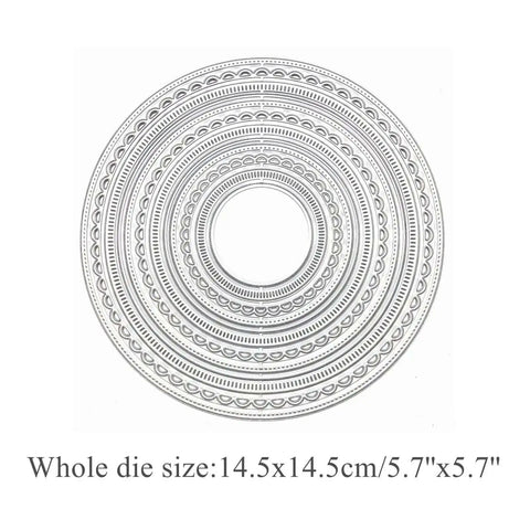 12pc Nesting Round Frame Die Cut Set for Cards and Scrapbooking, Lace Circle Tag Background Dies in silver carbon steel, size 14.5cm