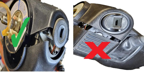 Comparison of correct and incorrect installation of Upper Steering Column Cover Shroud Tilt Steering And Shift Boot For Silverado