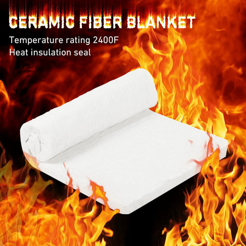 2 pcs white ceramic fiber insulation blankets, high density, 24x12x1 in, rolled edge, for furnaces and kilns.
