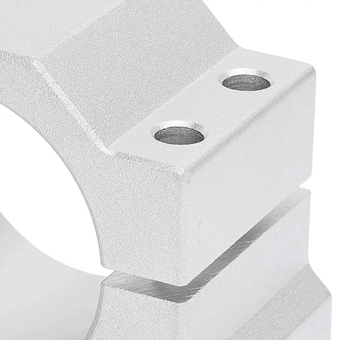 Close-up of the 45Mm Aluminum Spindle Clamp Motor Bracket For CNC Routers And Machines With Screws, showcasing aluminum finish.