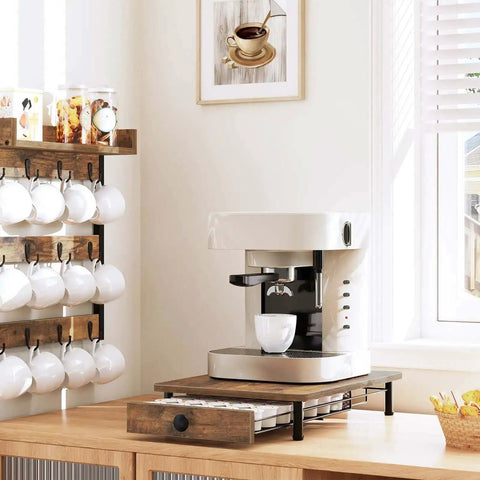 Compact Coffee Pod Drawer Holder With 35 Capsule Capacity For K Cup Storage And Sliding Mesh Basket Organizer on kitchen countertop