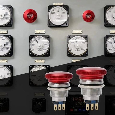 Stainless Steel Emergency Stop Mushroom Push Button Switch With Stop Sign 12-250V AC 5A Prewired Latching 1NO 1NC Twist Reset