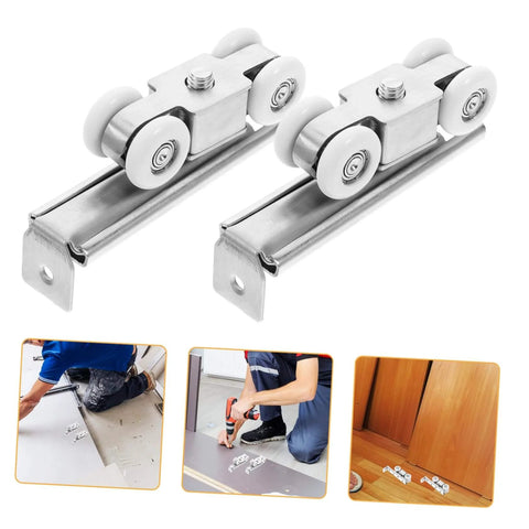 Stainless Steel Sliding Door Pulley Wheel Kit Heavy Duty Roller For Closet And Patio Doors installation and components