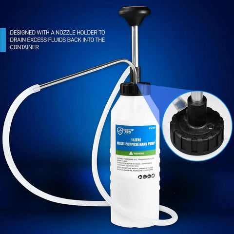 1 Liter Oil Transfer Pump For Engine And Transmission Fluids Narrow Space with ergonomic handle and hose