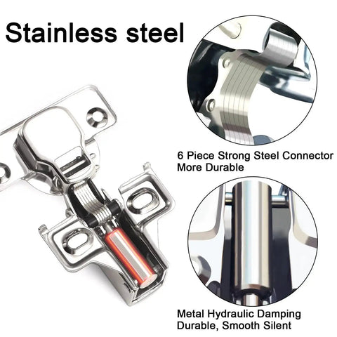 Soft Close Cabinet Door Hinges 24 Pack, Half Inch Overlay, 100 Degree Opening, Stainless Concealed Kitchen Cabinet Hinges with features