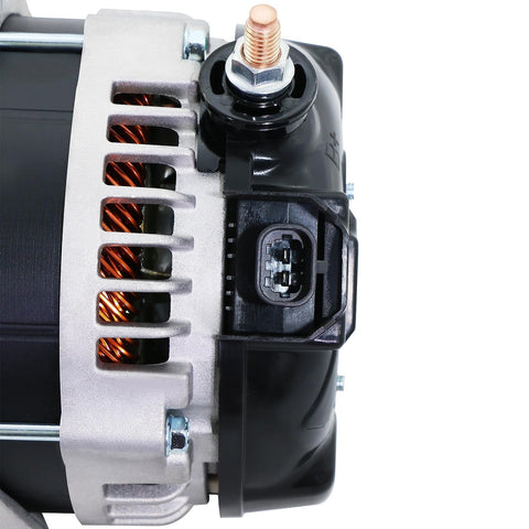 Side view of New 150 Amp Alternator For Chevy Silverado 1500 2500 3500 Suburban GMC Sierra 2014 to 2019 Tahoe 2015 to 2019 Yukon