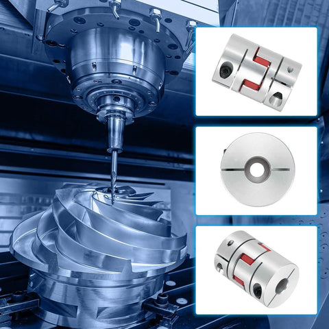 Aluminum shaft coupling with flexible spider for 7–12 mm shafts, 50 mm length, 35 mm diameter