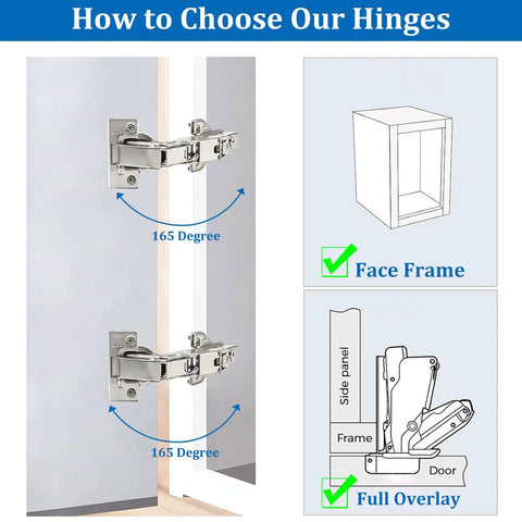Two Pack 165 Degree Concealed Hydraulic Cabinet Hinges With Soft Close And 3D Adjustable Clip On Mounting installed on cabinet