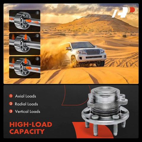 Front Wheel Bearing And Hub Assembly For Chevrolet Colorado 2015 To 2020 And GMC Canyon 2015 To 2020 6 Lug RWD Replacement Strong Durable OEM Quality Easy Install And Long Lasting Performance with high-load capacity illustrations