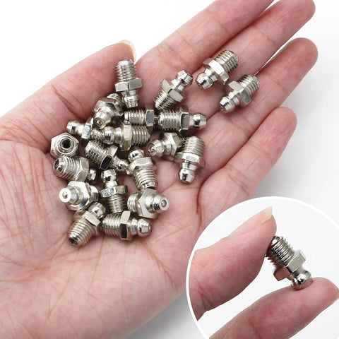 Grease fittings set, 25pcs, M8 male thread, 8mm x 1mm, metal zerk nipples for excavators.
