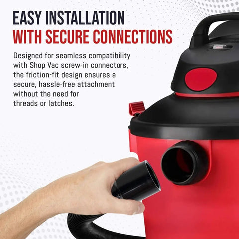 Easy installation of Heavy Duty 20 Foot Vacuum Hose Replacement For Shop Vac Style Wet Dry Vacuums with secure connections.