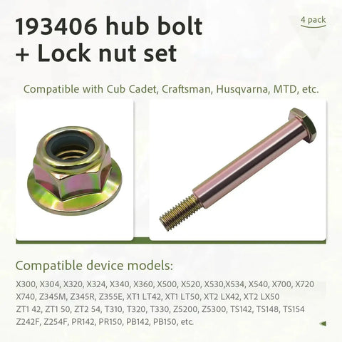 Beefy Heavy Duty Deck Wheel Bolts And Lock Nuts Kit For Two And One Half Inch Hub Deck Wheels Two Pack Replaces 738-3056 938-3056 73930600