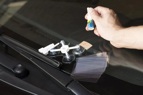 Windshield Repair Kit From Rain X For Chips Cracks Bulls Eyes Stars And Laminated Glass With Advanced Resin Formula Color Clear Great For Multiple Repairs on vehicle windshield.