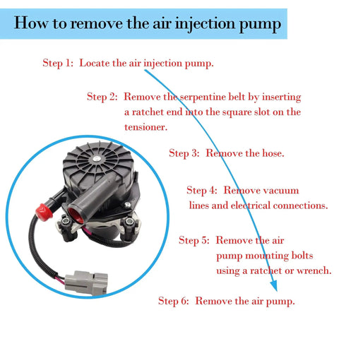 Instructional diagram for removing Two Pack Secondary Air Pump Replacement For Toyota Tundra Sequoia Lexus LX570 Land Cruiser 2007 2013.