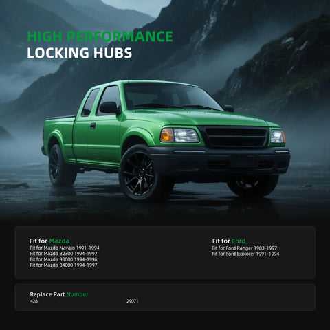 Locking Hubs 4WD Front 27 Spline Replacement For Ford Ranger 1983 1997, Mazda Navajo 1991 1994, 2 Pack Heavy Duty