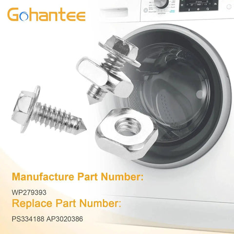 9 Piece Dryer Terminal Block Screw Kit Replacement For Whirlpool And Kenmore shown with bolts and nuts on a dryer.