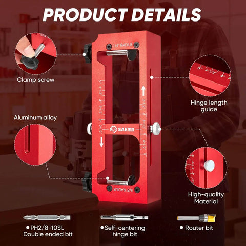 Pro Grade Aluminum Door Hinge Jig For Router Work That Feels Pro Level, Adjustable Door Jamb Template fits Hinges 2.5-5 inches