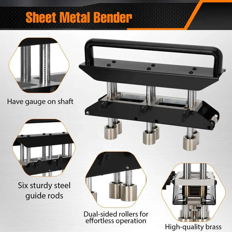 Pro Grade Three Station Edge Roller Bender For Roofing and Sheet Metal, Adjustable 0 to 90 Degree Bends, highlighted features