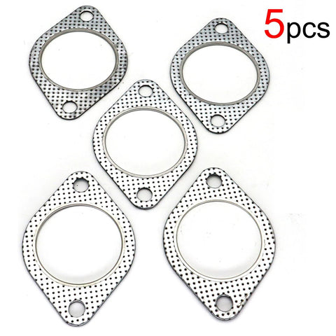 5-pack car exhaust gaskets, 2.5-inch two-bolt flange, perforated metal, for Honda turbo manifold.