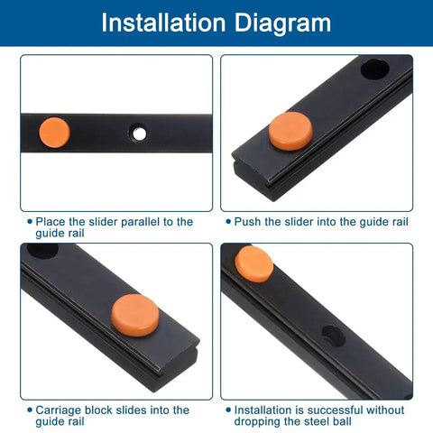 Installation diagram of MGN12 400mm Linear Guide Rail Kit Two Pack With MGN12H Carriage Blocks for accurate sliding motion.