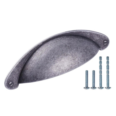 10 Pack 3 Inch Cabinet Cup Pulls Matte Black Swedish Iron Drawer Hardware For Kitchen Cabinets And Drawers with screws