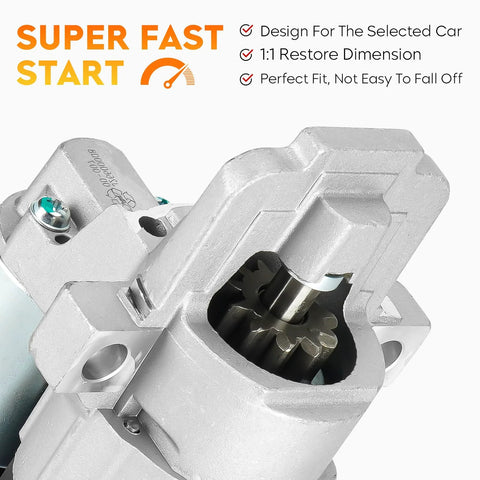 Starter For 3i 2.0L L4 2004 To 2009 Fits Only I Submodel 12V CW PMGR With 11-Tooth Replacement showing gear teeth and casing