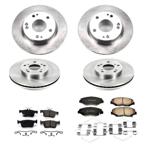 PowerStop front and rear brake kit for Honda Civic 2016–2021; four rotors, ceramic pads, and installation hardware