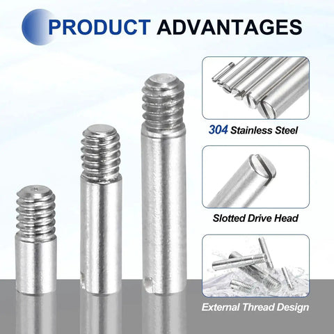 12 Pcs M6 X 12mm Slotted Cylindrical Dowel Pins 304 Stainless Steel External Thread Locating Pins for Furniture Installation