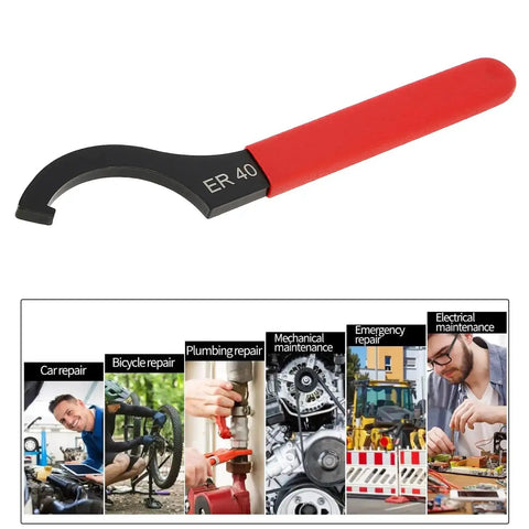 Beefy ER40 Coilover Spanner Wrench With Adjustable Jaw And Non Slip Handle C Shape Hook For Collet Chuck Lathe Clamping Nut