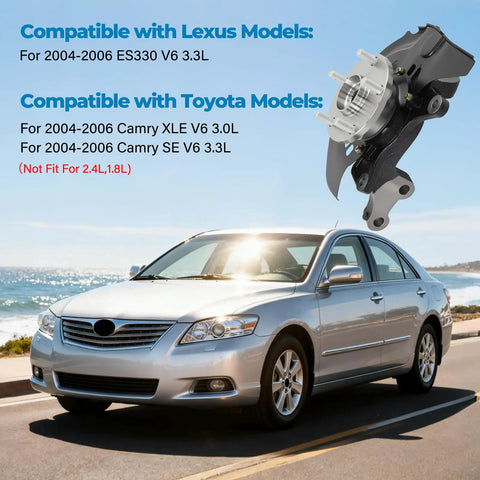 Front Left Steering Knuckle and Wheel Bearing Hub Assembly for Toyota Camry ES330 2004 2005 2006 V6 3.0L 3.3L Direct Bolt In Replacement