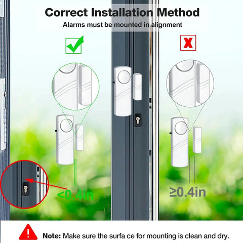 Installation guide for Loud Wireless Door And Window Alarm Pack Easy Install Magnetic Sensor Burglar Alarm System For Home Office Kids Safety And Pool Area 90dB Entry Alert 4 Pack