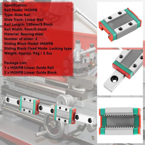 MGN9C Linear Guide Rail 150mm Steel Linear Motion Rail With 2 Pro Grade Rail Blocks for CNC Routers, Lathes, Mills, and 3D Printers.