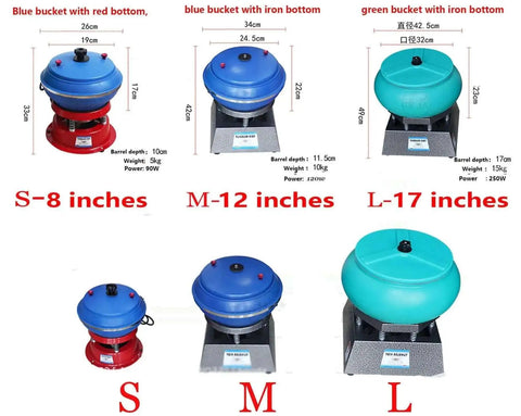 Three sizes of Dope Tumbler Polishing Machine For Jewelry And Gems, Bench Top Vibratory Polisher Grinder 120W Mini 12L