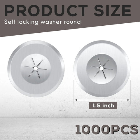 Round galvanized steel plaster washers, 1.5 inch, self-locking, 1000 pieces, Amazon brand